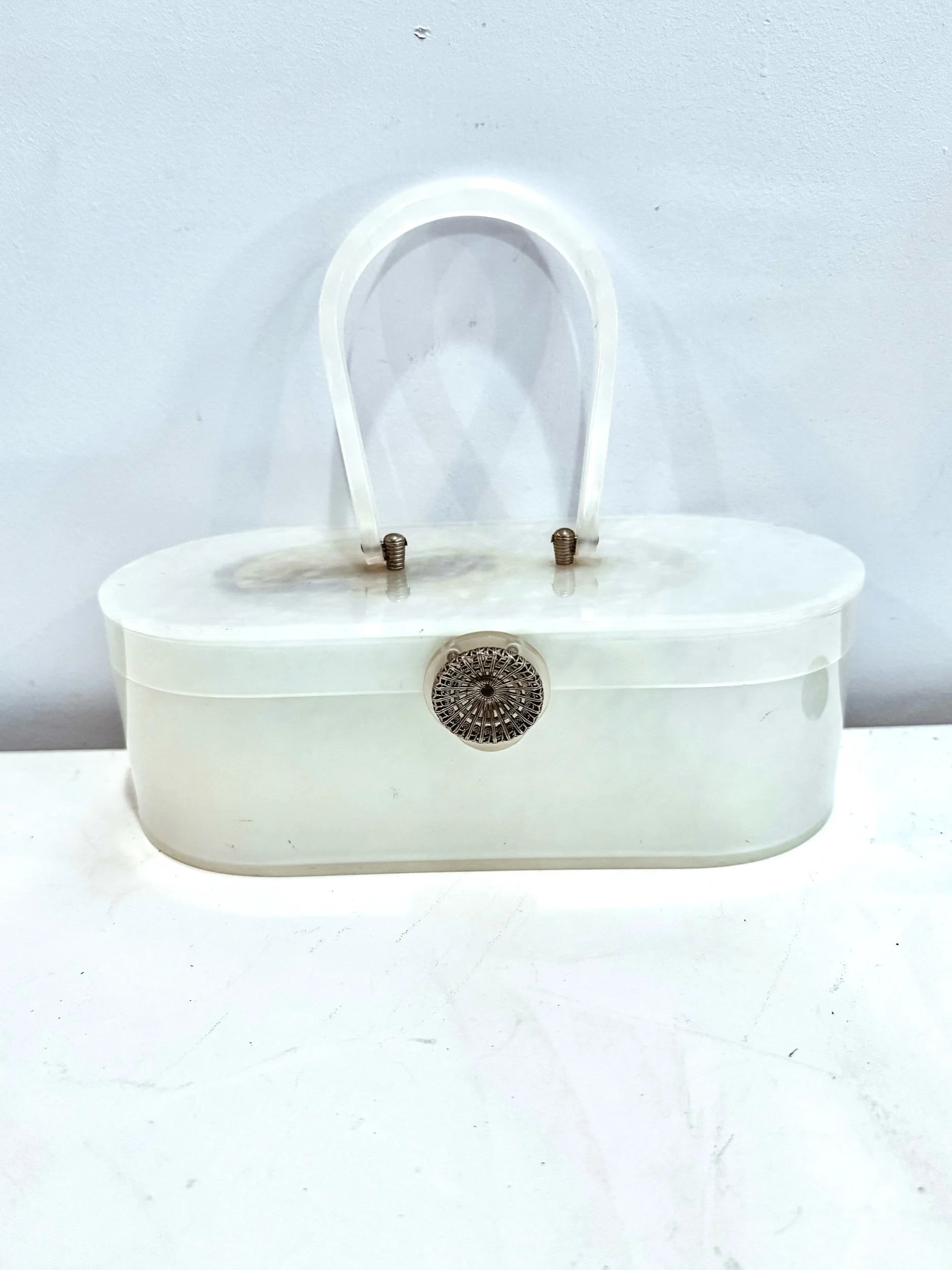 RARE* 1950s Wilardy Pearlised Lucite Box Purse | Myrtle & Mo RARE* 1950s Wilardy Pearlised Lucite Box Purse | Myrtle & Mo