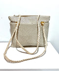 Vintage Whiting and Davis Style Cream Mesh Shoulder Bag