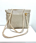 Vintage Whiting and Davis Style Cream Mesh Shoulder Bag
