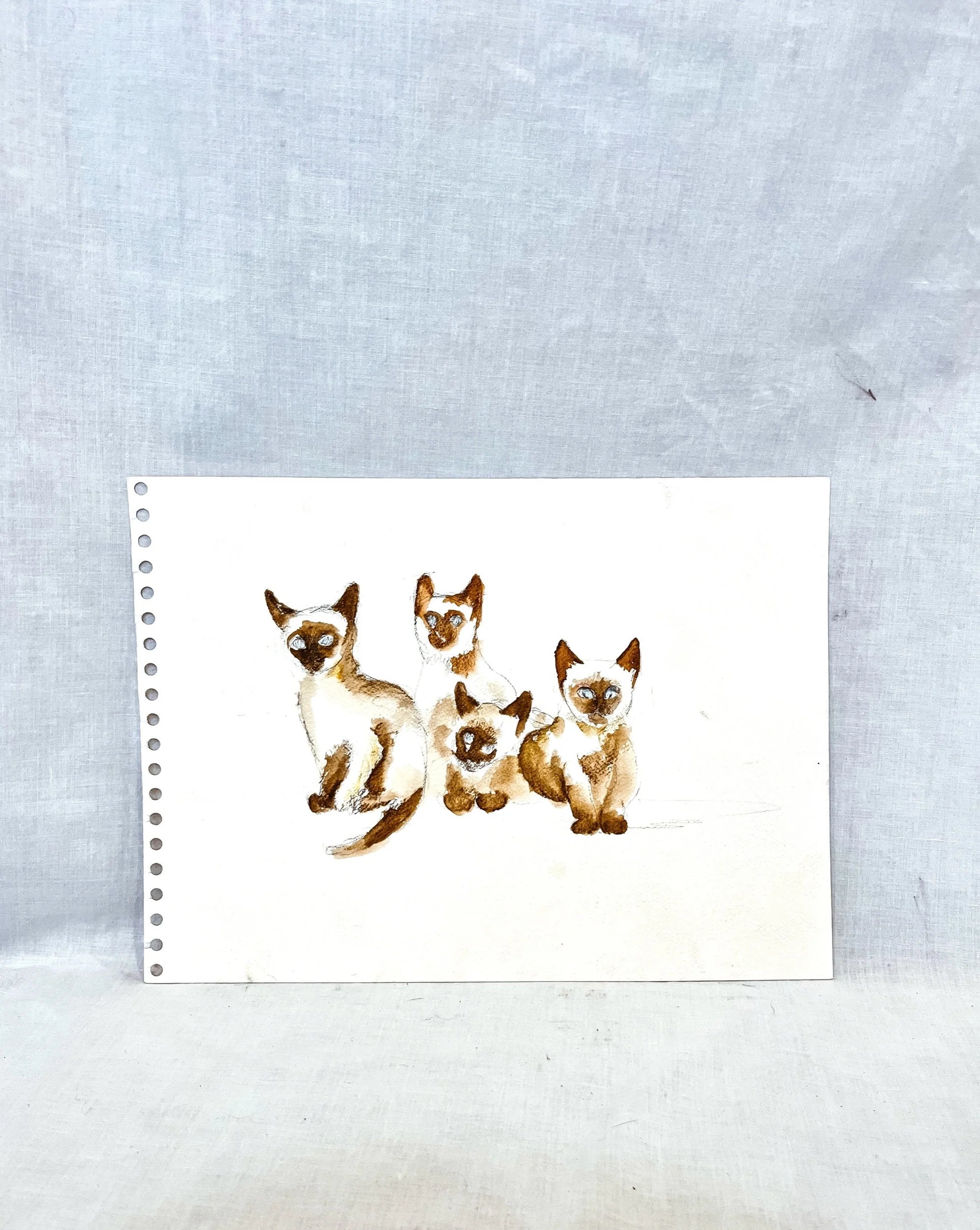 Siamese Babies, Watercolor on Paper