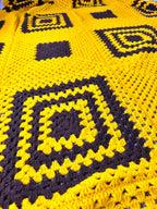 Retro Gold/Brown Geometric Hand-Crocheted Afghan