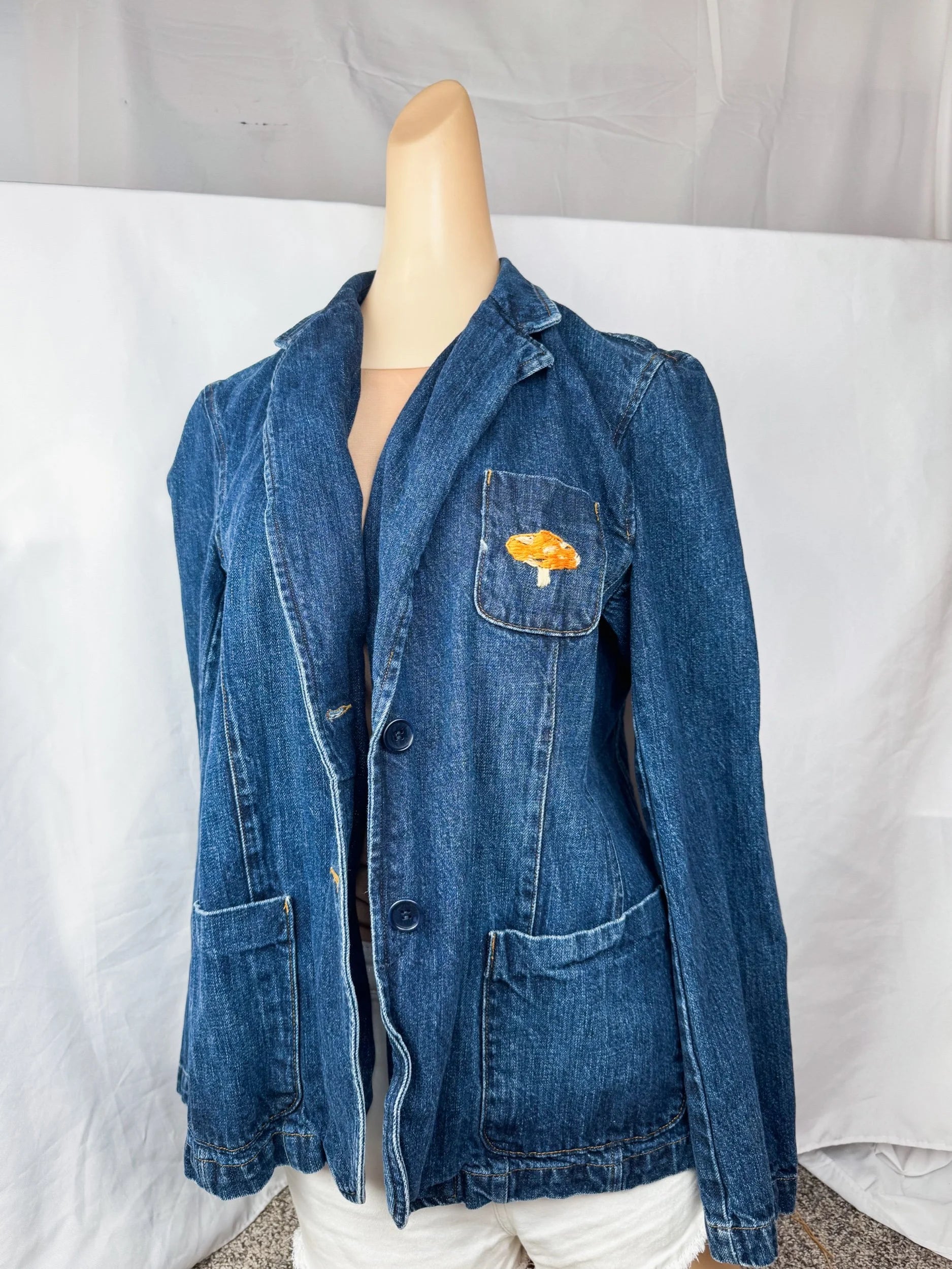 Jones New York Hand-Embroidered Vintage Denim Jacket, Large