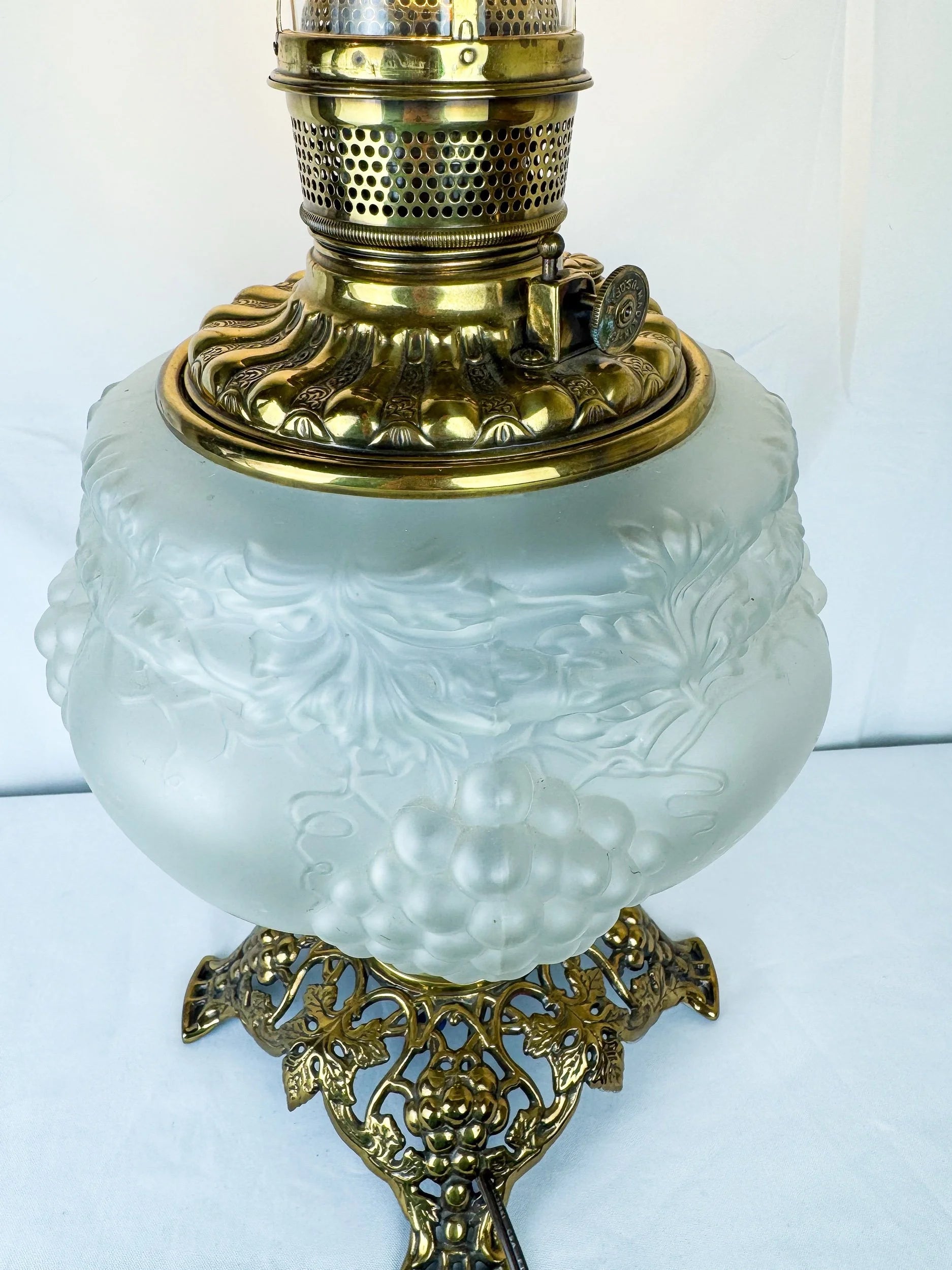 Vintage Frosted Glass Electrified Lamp