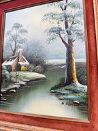 Framed, Velvet-Matted Signed Original Landscape Painting