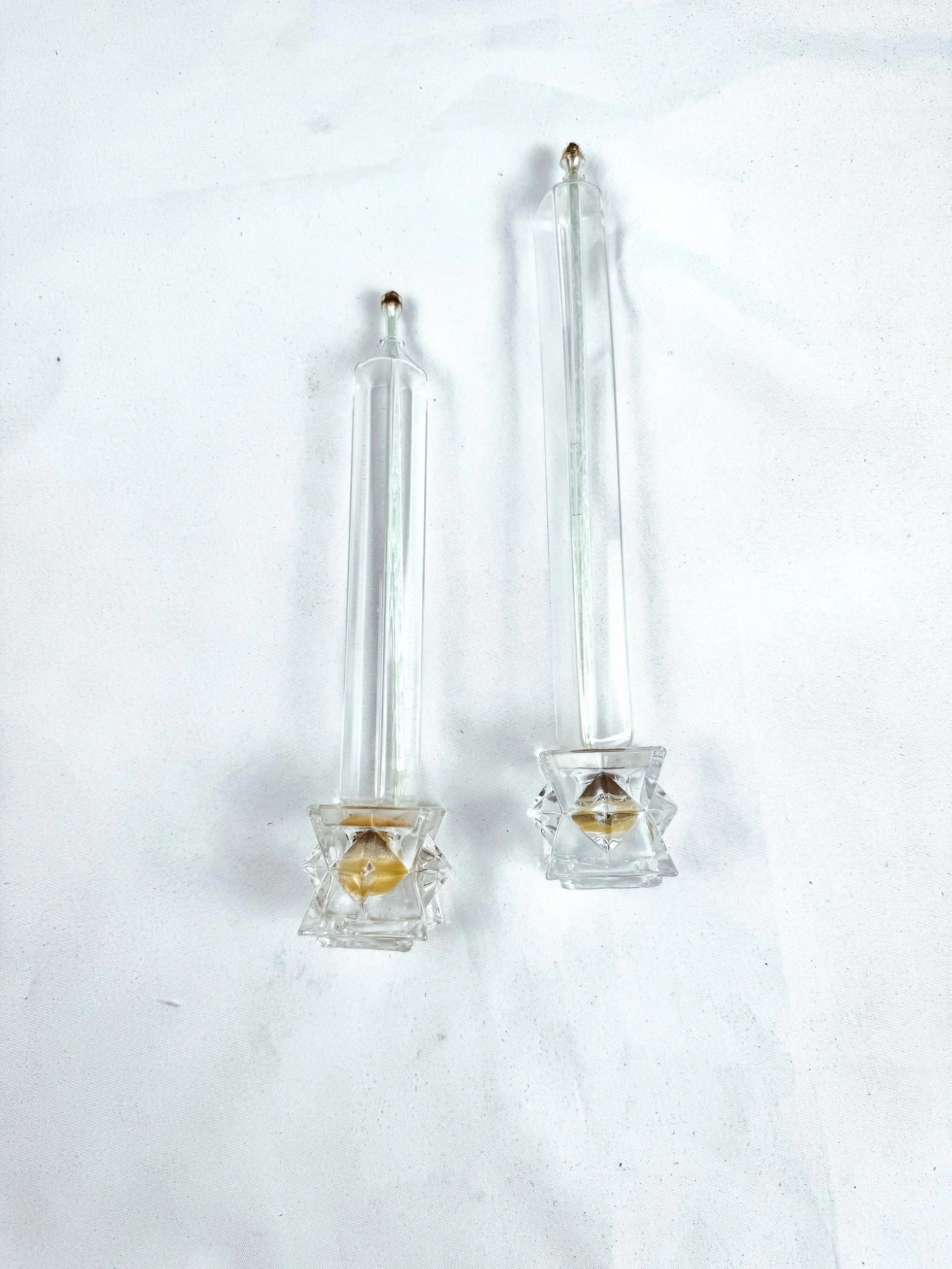 Set of Two Firelight Glass Star Taper Oil Candles