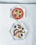 Set of Two Dried Flower Acrylic Coasters