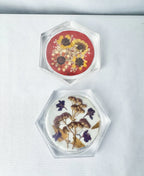 Set of Two Dried Flower Acrylic Coasters