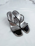 Donald K Pliner Italian Silver/Black Chain Heels