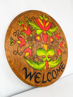 Hand-Painted Wooden Hanging Welcome Sign
