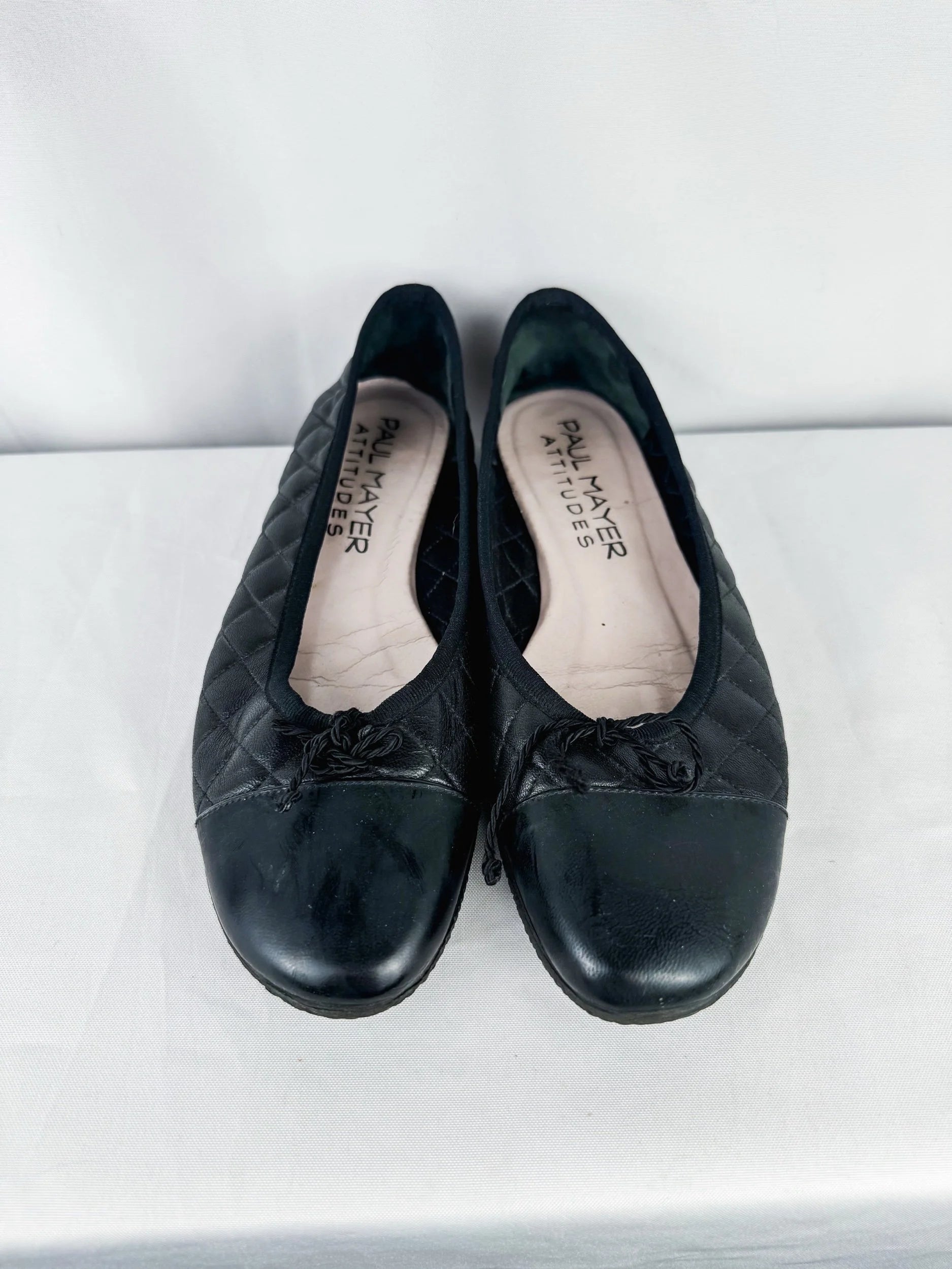Paul Mayer Black Quilted Leather Ballet Flats