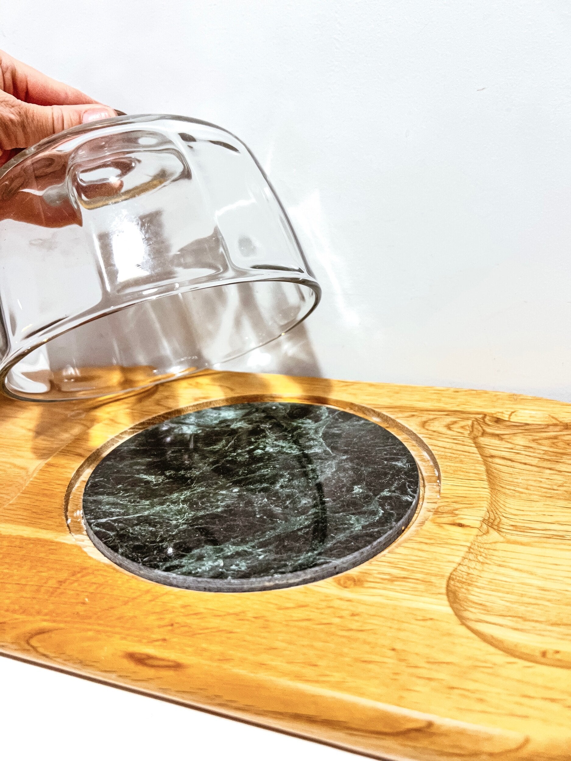 Large Vintage Wood/Marble Cheeseboard