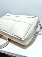Isadora White Italian Leather Quilted Handbag