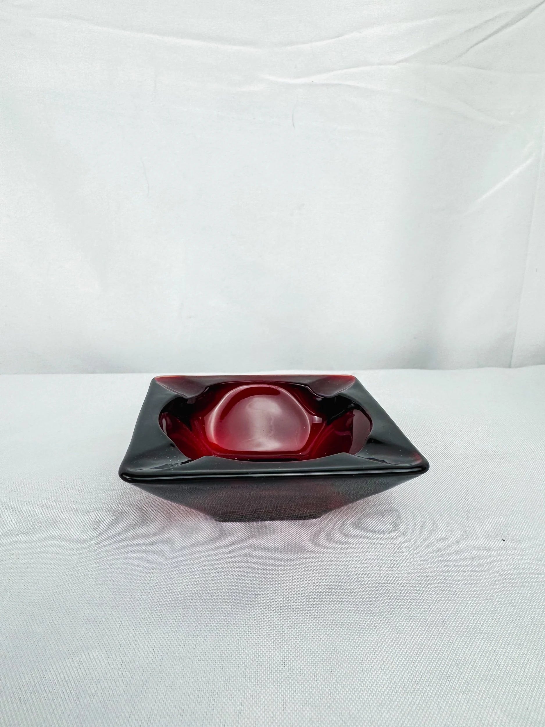 Red Glass Ash Tray