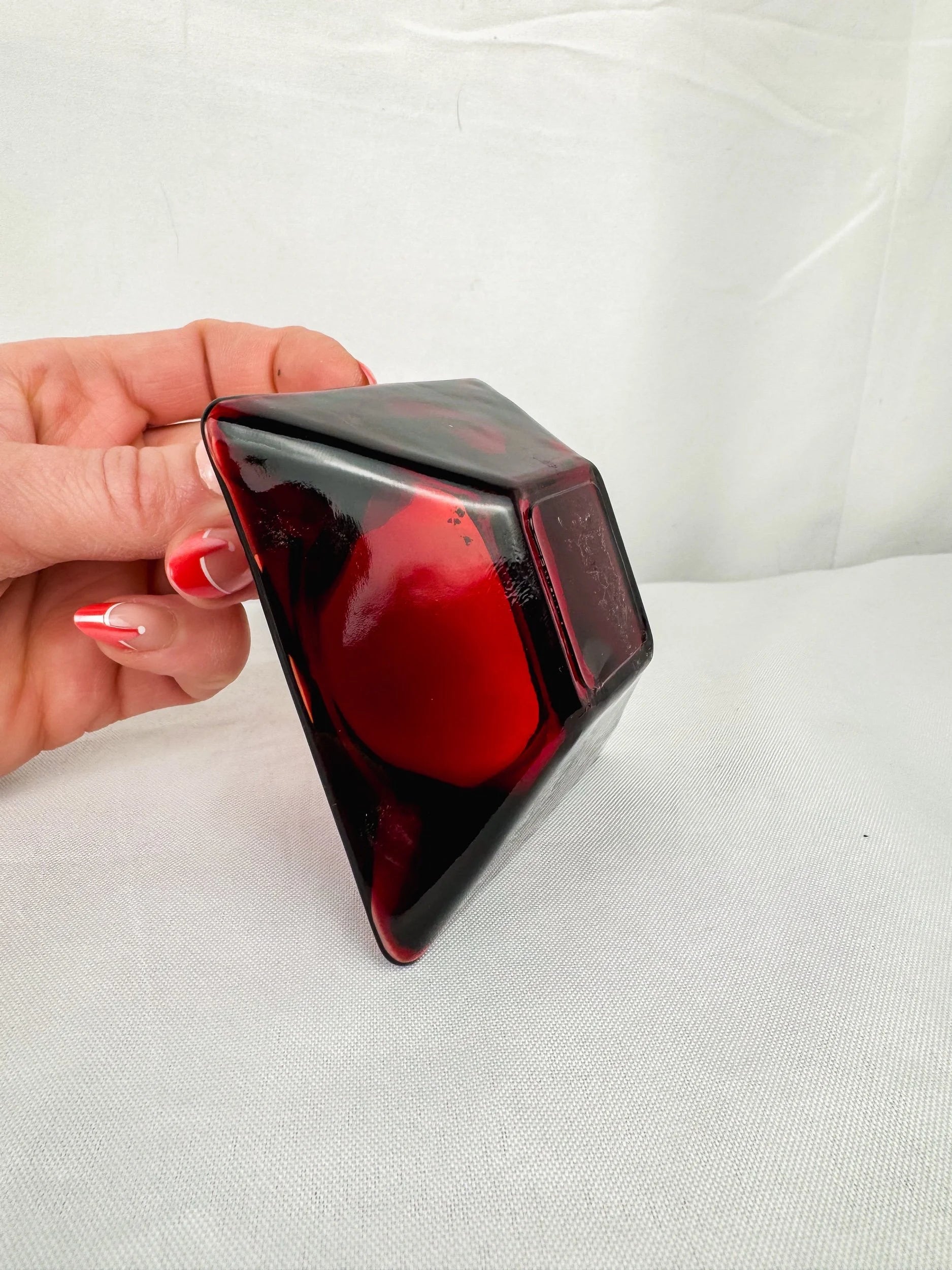 Red Glass Ash Tray