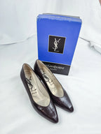 YSL Yves Saint Laurent Dark Brown Italian Leather Pumps