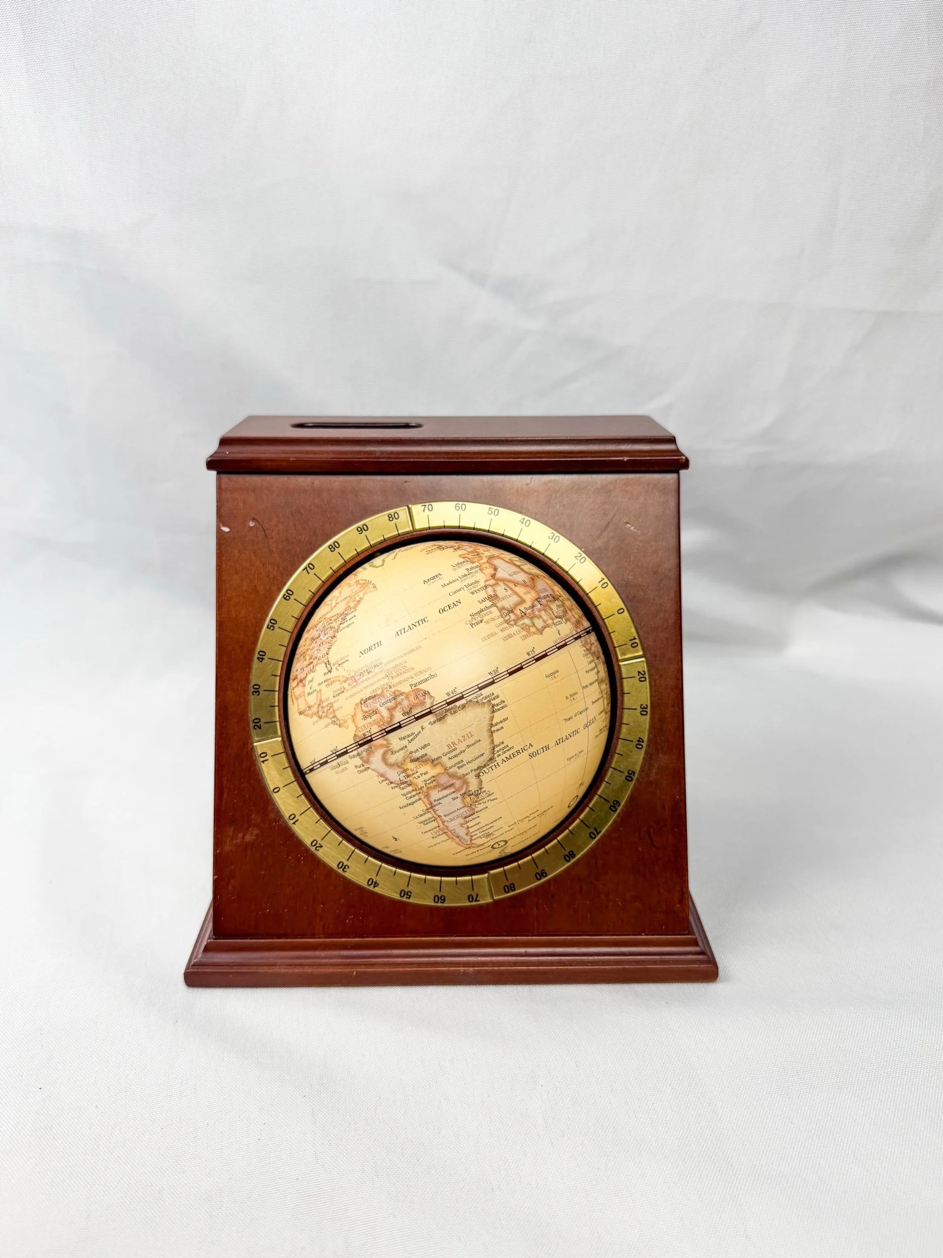 Spinning Desk Globe in Wooden Stand