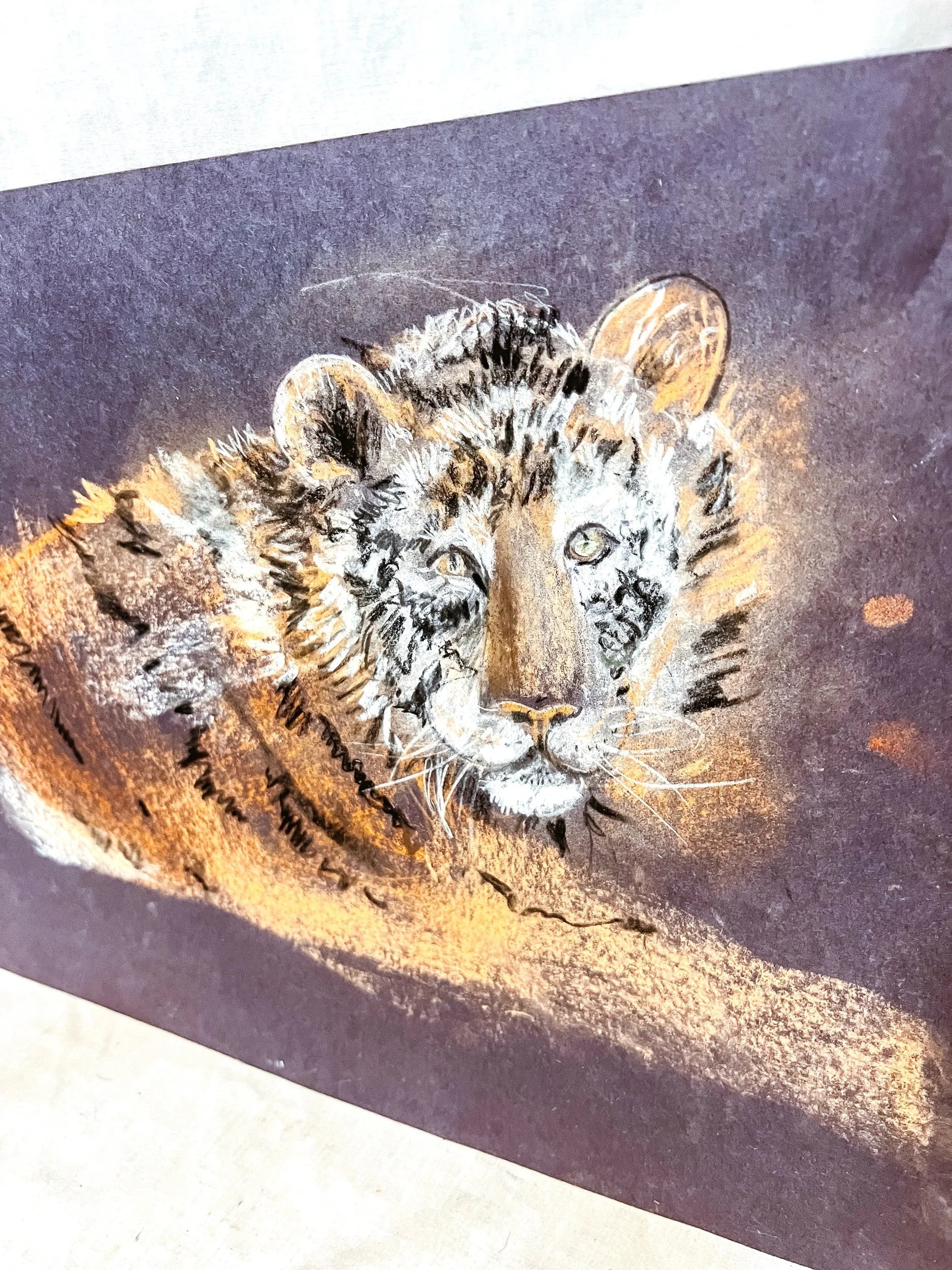 Tiger Pastel Painting on Paper