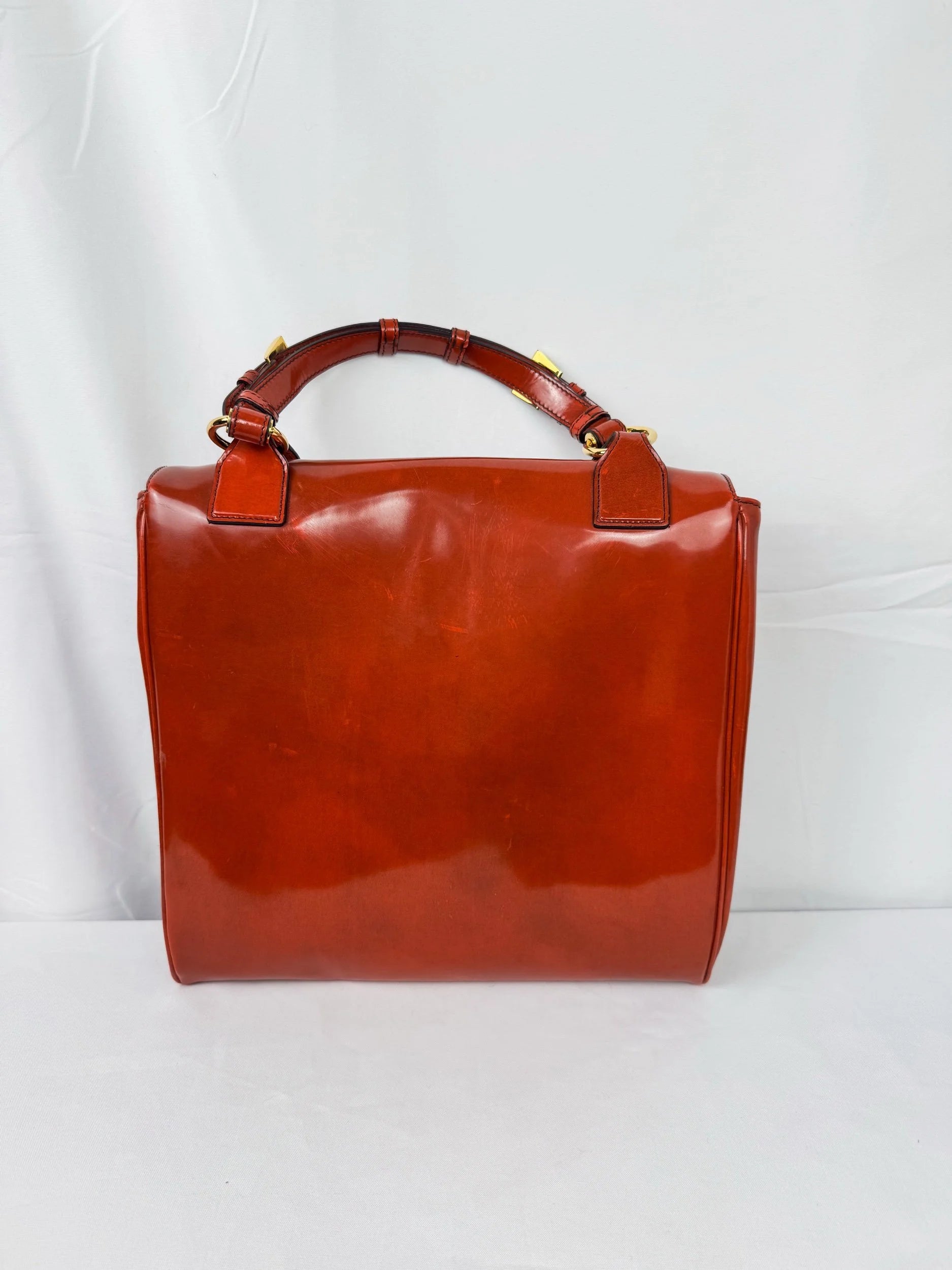 Vintage Prada Signature Top Handle Patent Leather Bag