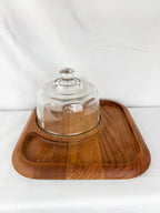 Vintage Wooden Charcuterie Board w/ Glass Dome