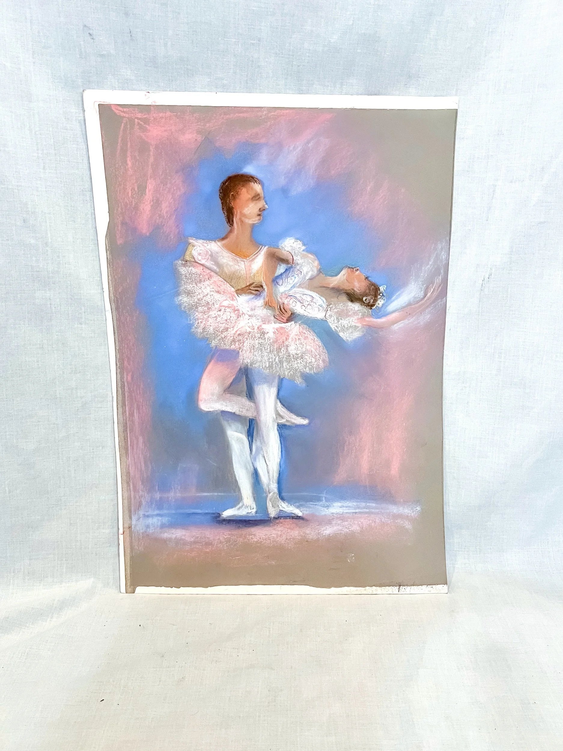Ballet Couple Pastel Painting on Watercolor Paper