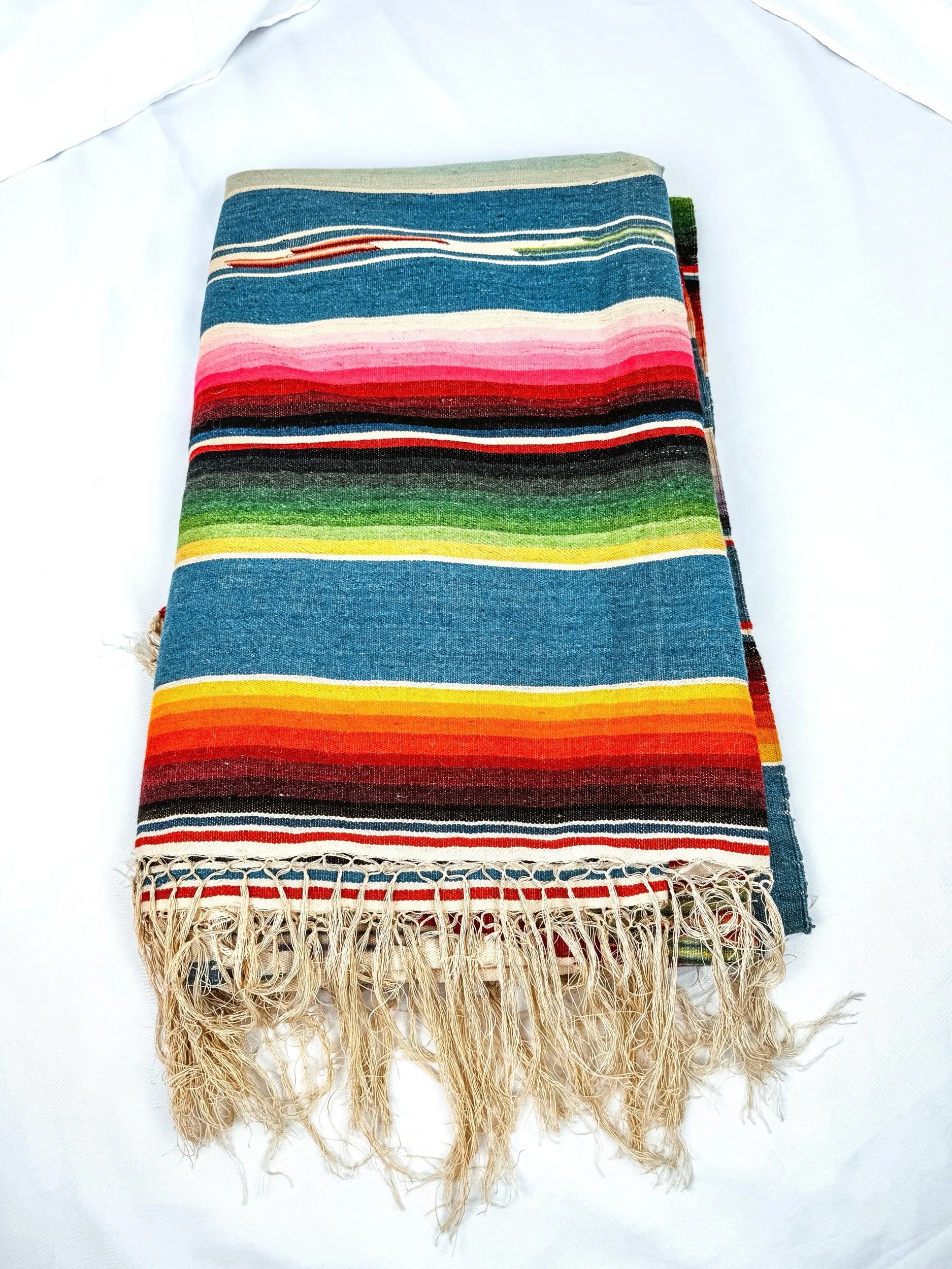 Wool Vintage Mexican Serape, Hand-Loomed