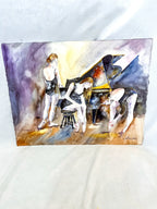 Ballet Class Watercolor Painting on Paper