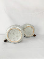 Set of Two Large, Hand-Painted Floral Pottery Mugs