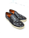 Coach Black C115 Slip on Sneakers w/ Blue Embroidered Flowers