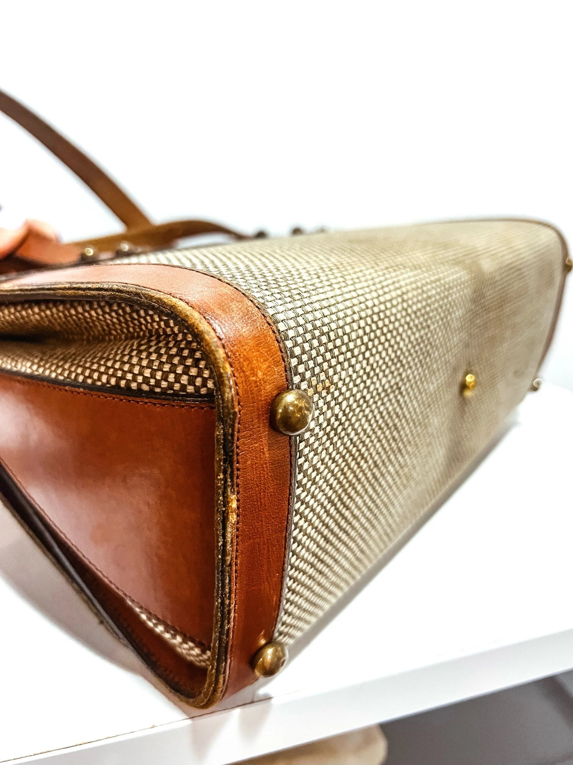 Vintage John Romain Leather/ Tweed Handbag