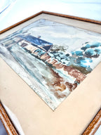 Framed Abstract Original Watercolor Painting, Signed