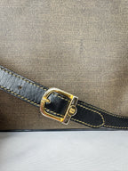 Vintage Fendi Coated Canvas/Black Leather Messenger Crossbody Bag