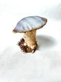 Single Purple Velvet Mushroom on Wooden Base w/ Crystal