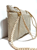 Vintage Whiting and Davis Style Cream Mesh Shoulder Bag