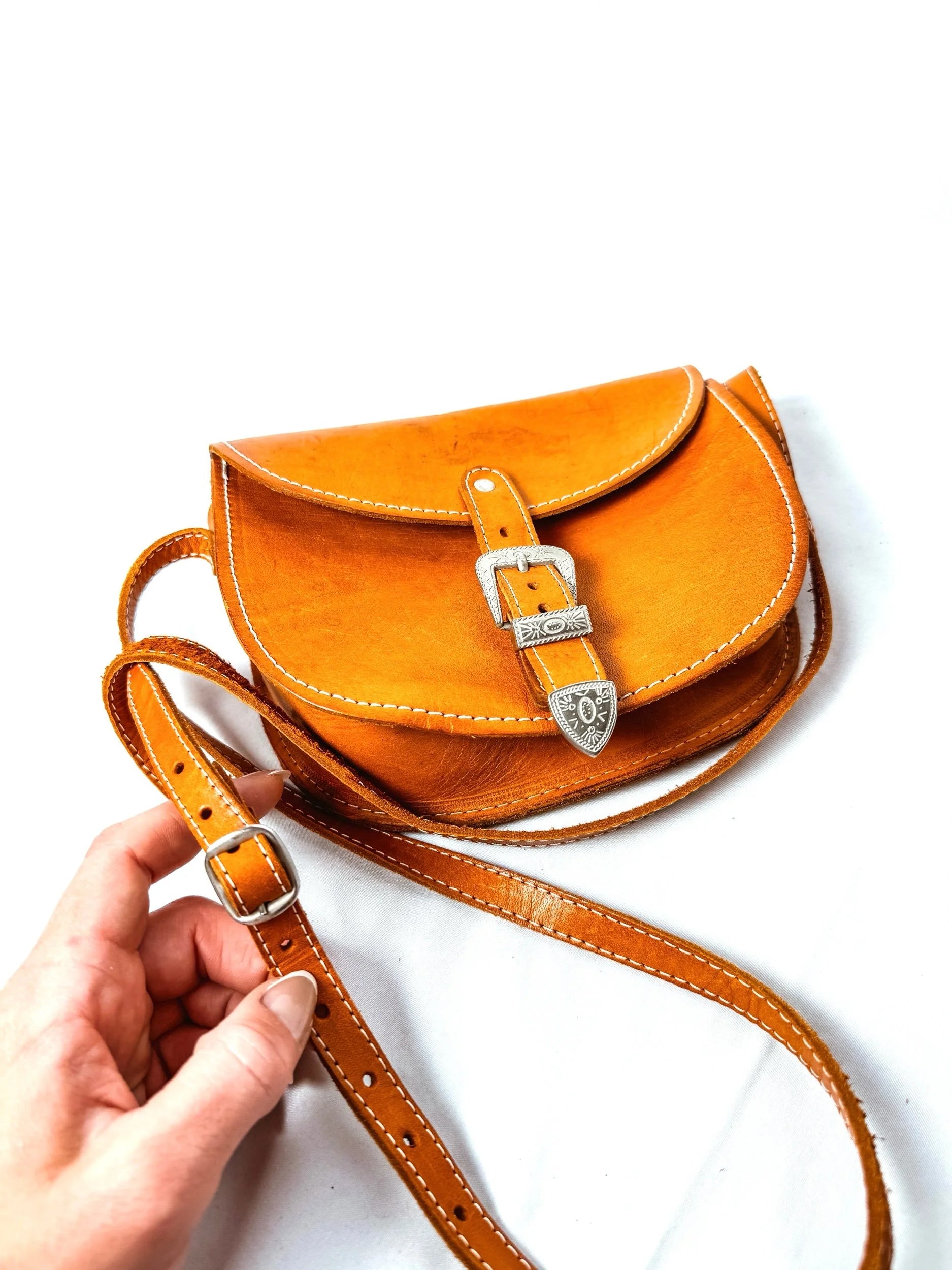 Vintage Genuine Leather Crossbody Leather Pochette Bag