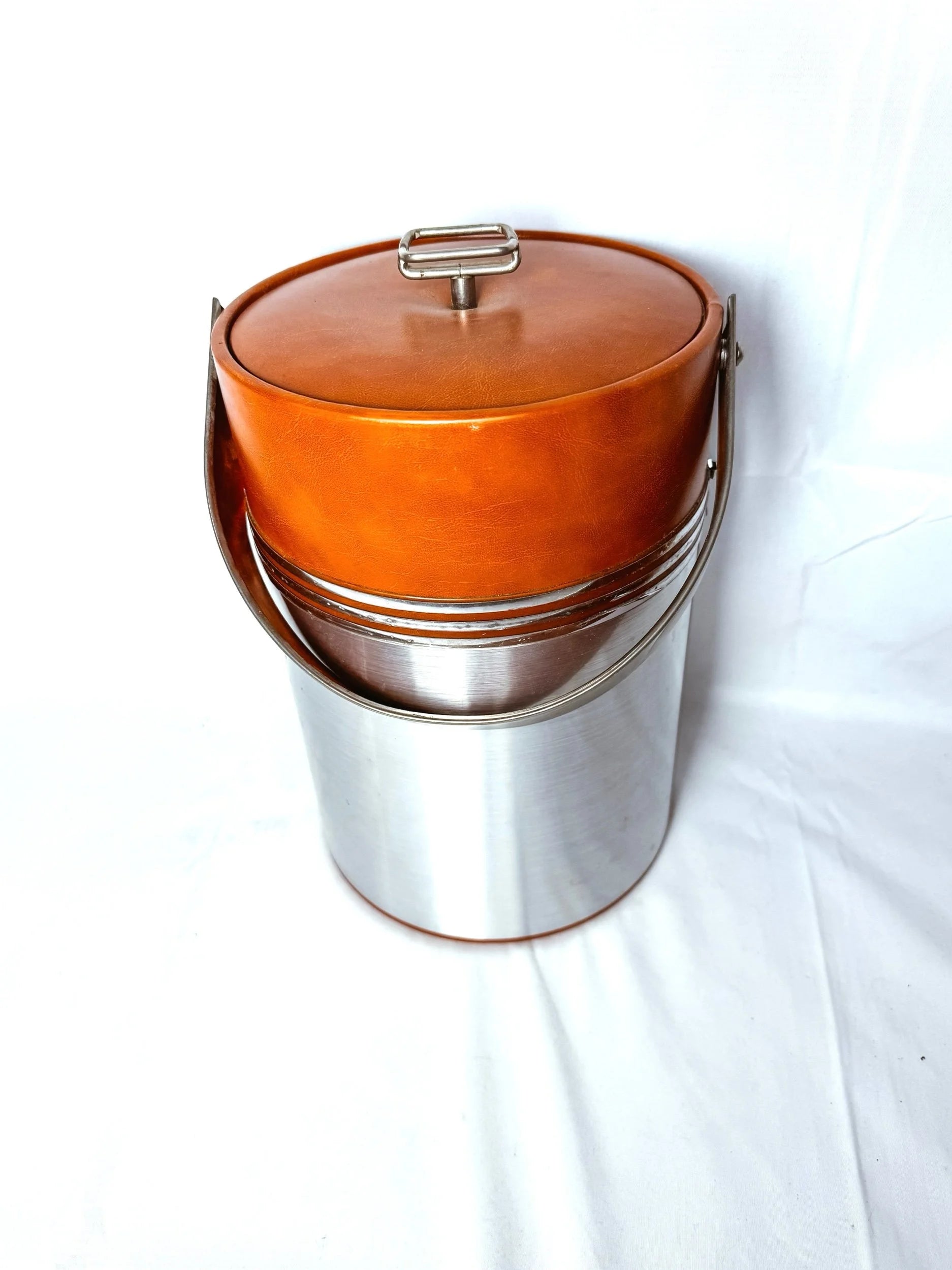 Vintage George Briard Chrome and Faux Leather Champage Ice Bucket