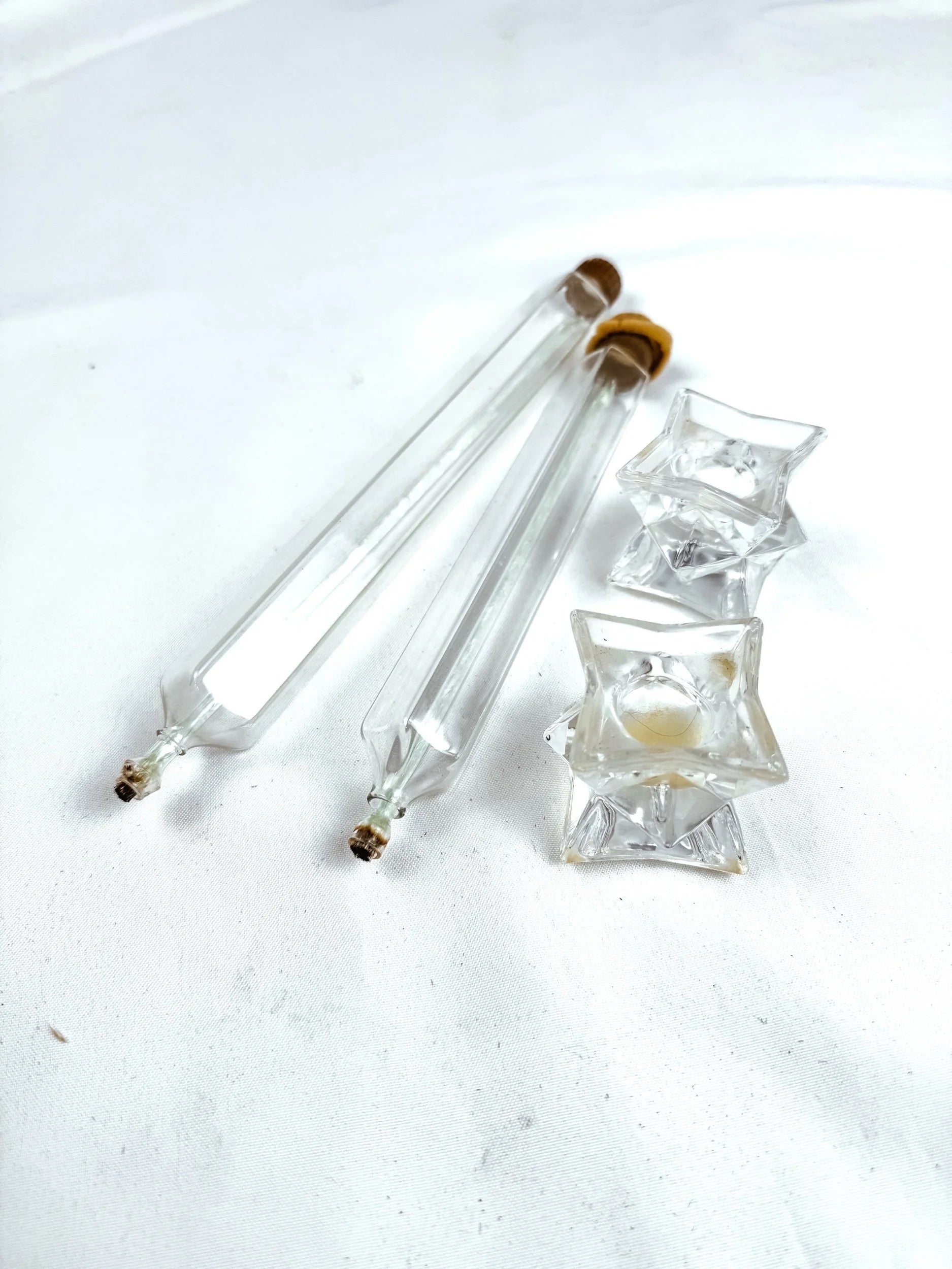 Set of Two Firelight Glass Star Taper Oil Candles