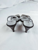 Donald K Pliner Italian Silver/Black Chain Heels