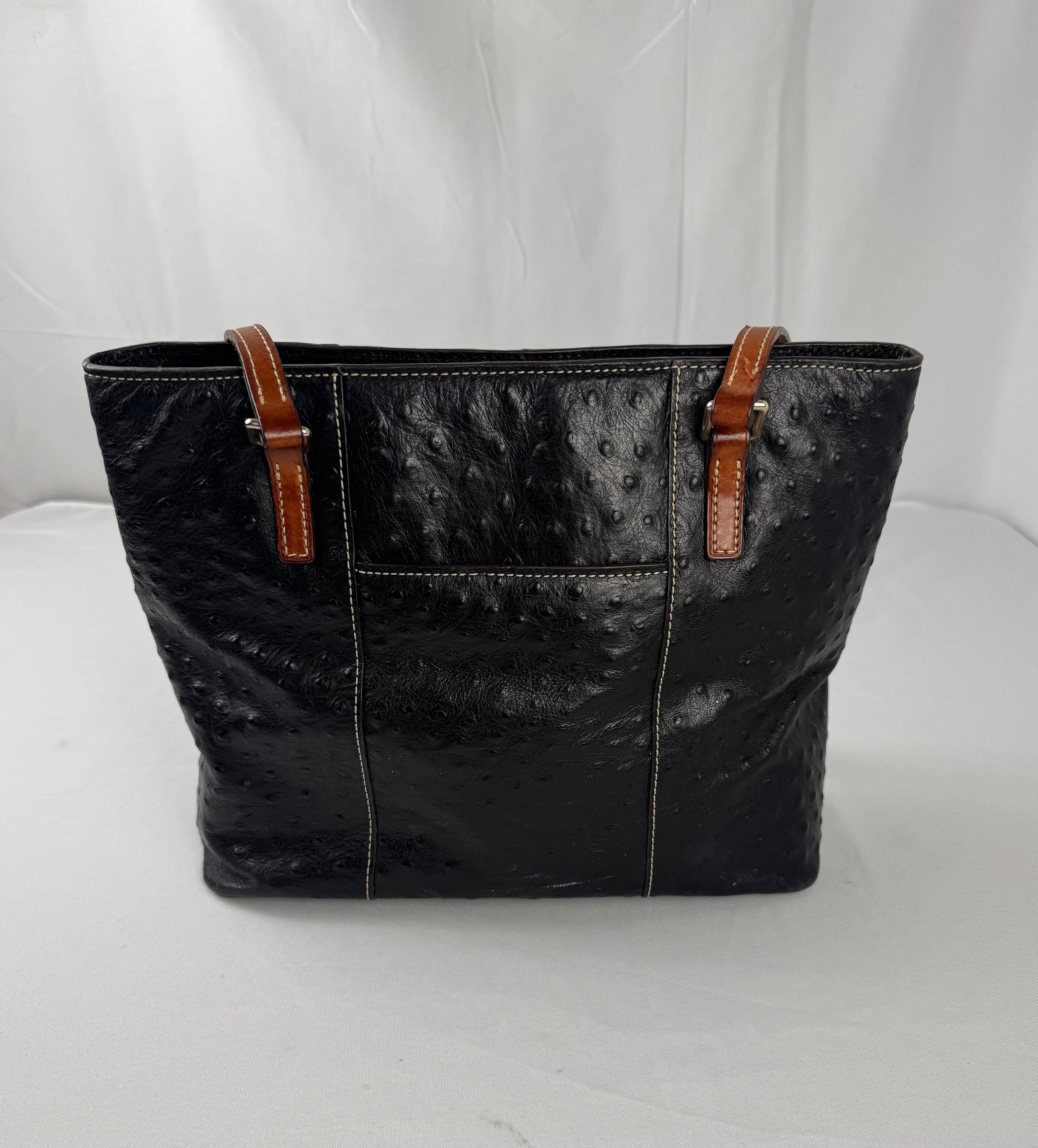 Dooney & Bourke Ostrich Lexington Women's Tote Bag, Small - Black/Tan