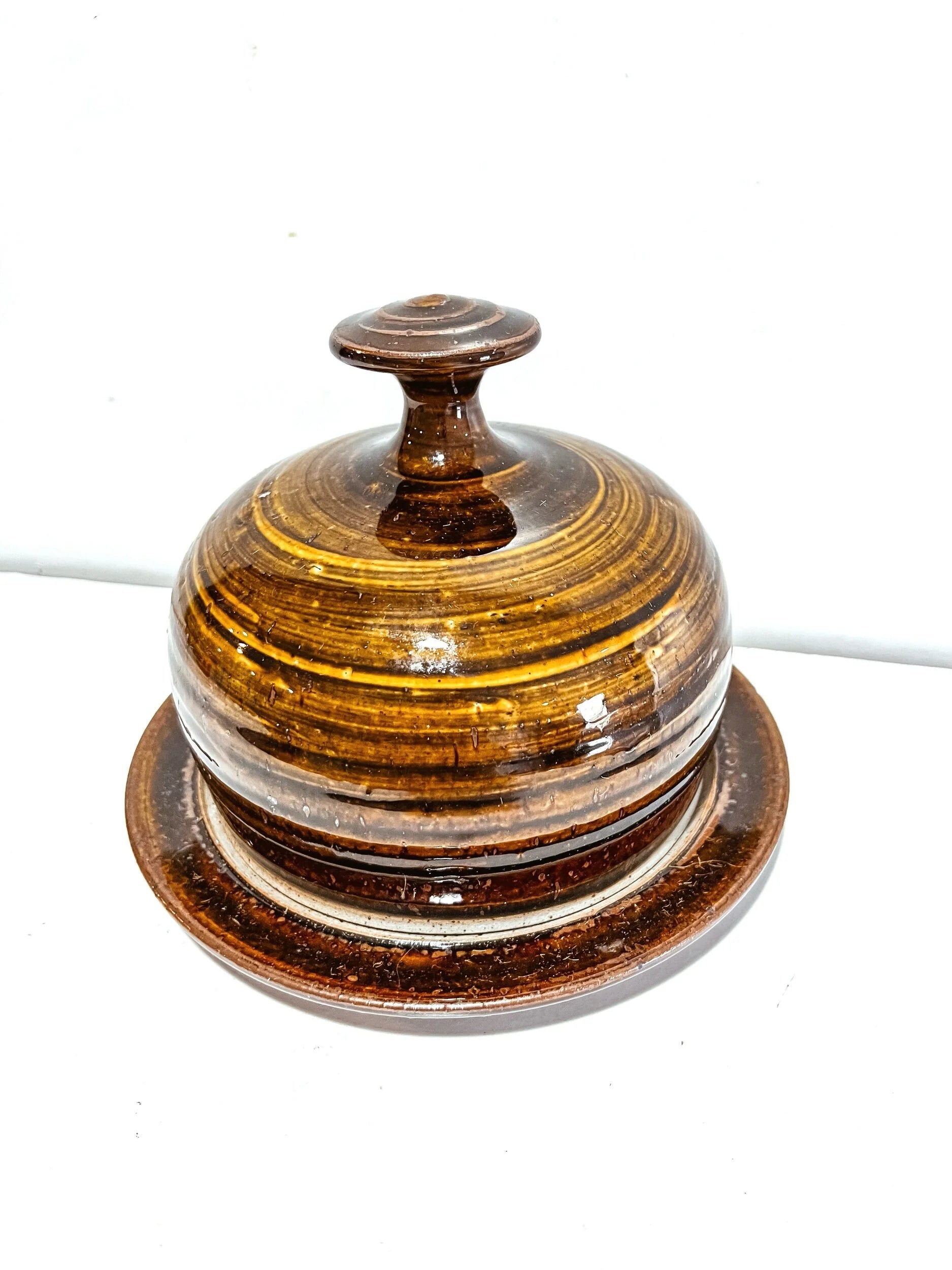 Vintage Ceramic Covered Cloche/Cheese Tray