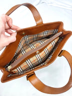 Burberry Brown Pebbled Leather Handbag