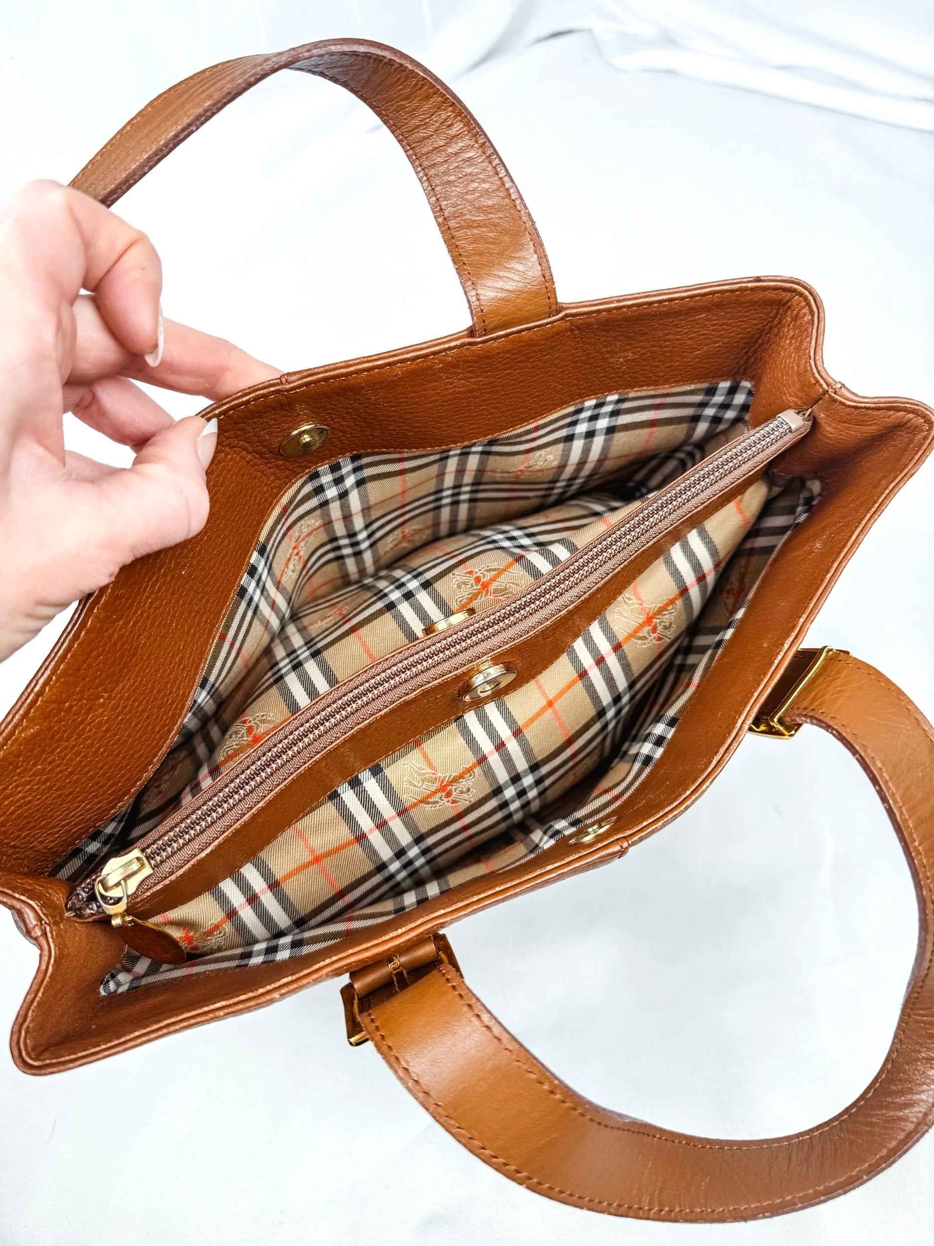 Burberry Brown Pebbled Leather Handbag