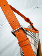 Classic Burberry Nova Check Leather Trimmed Shoulder Bag