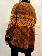 Mustard/Brown Oversized Knit Grandpa Cardi