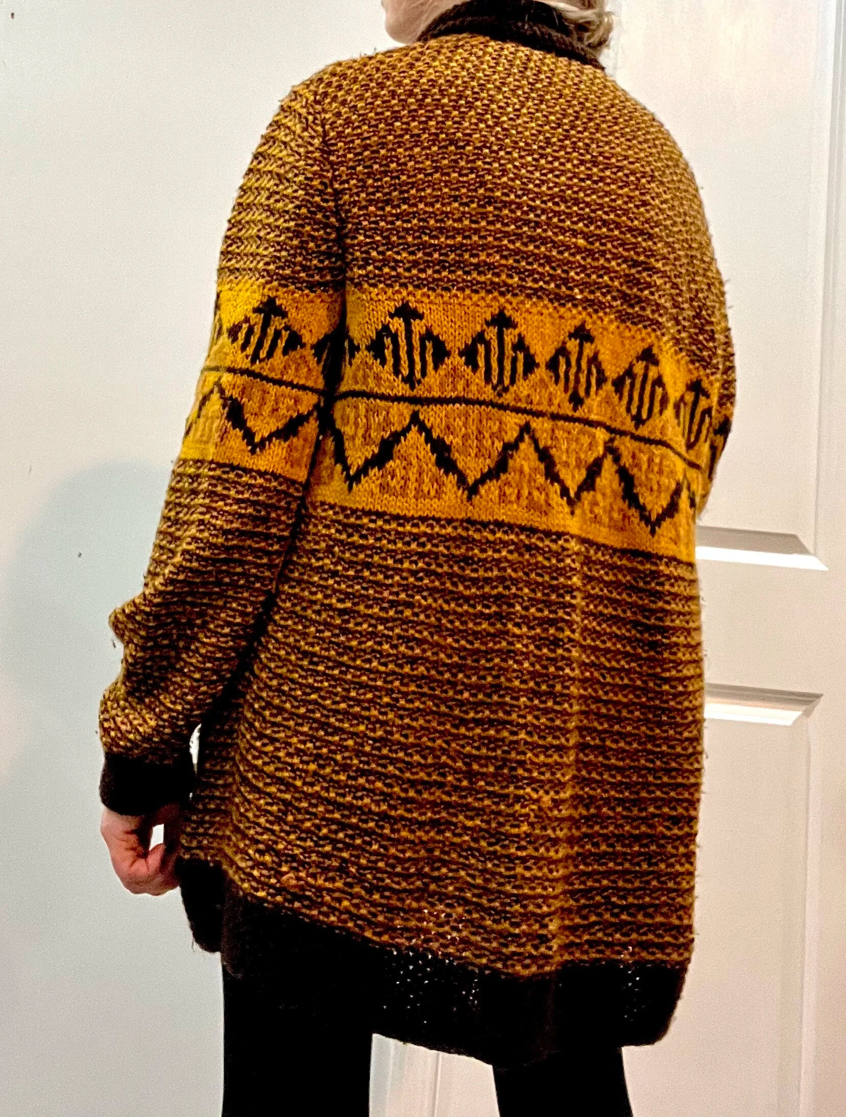 Mustard/Brown Oversized Knit Grandpa Cardi