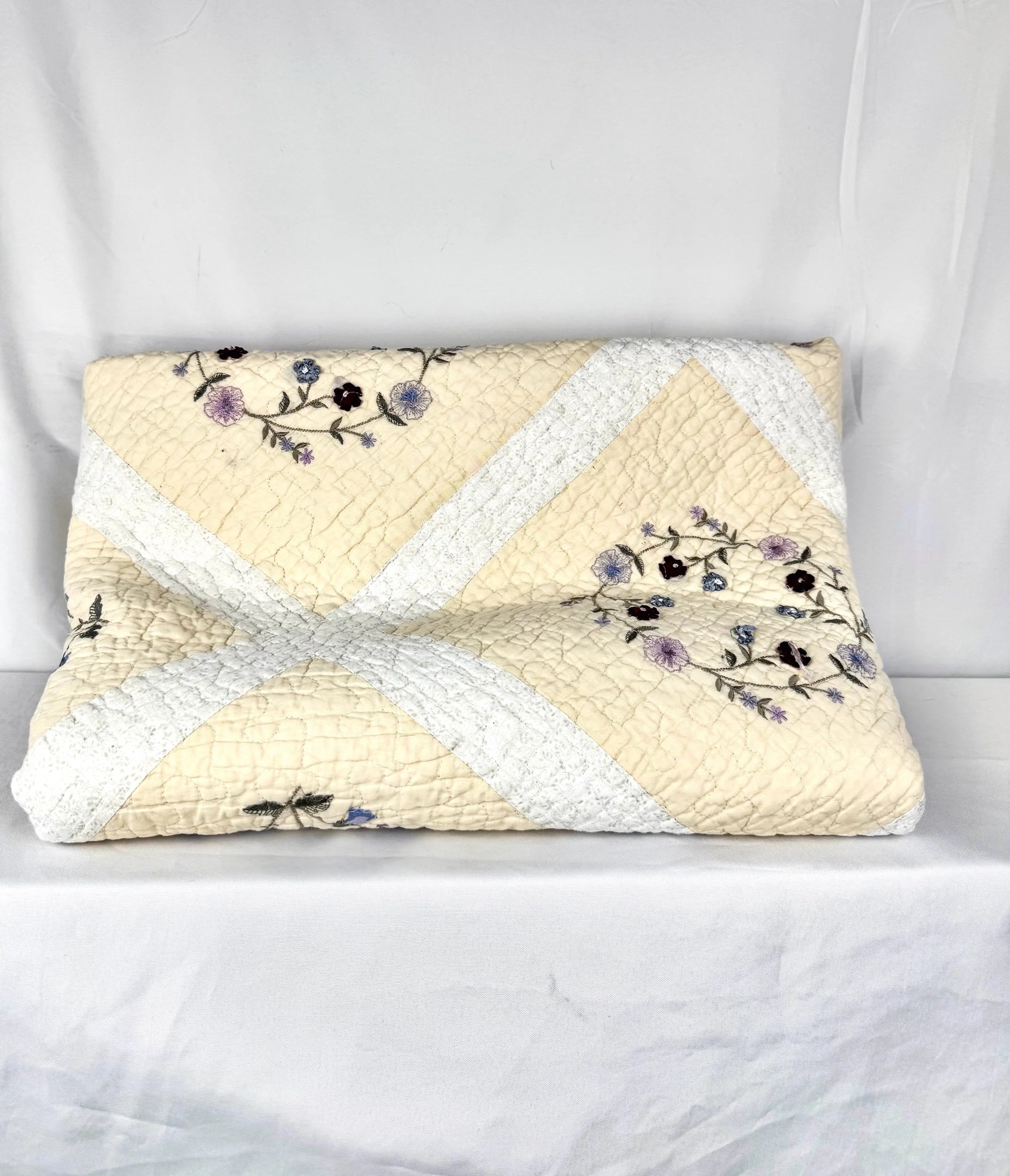 Butter Yellow Hand-Embroidered Quilt