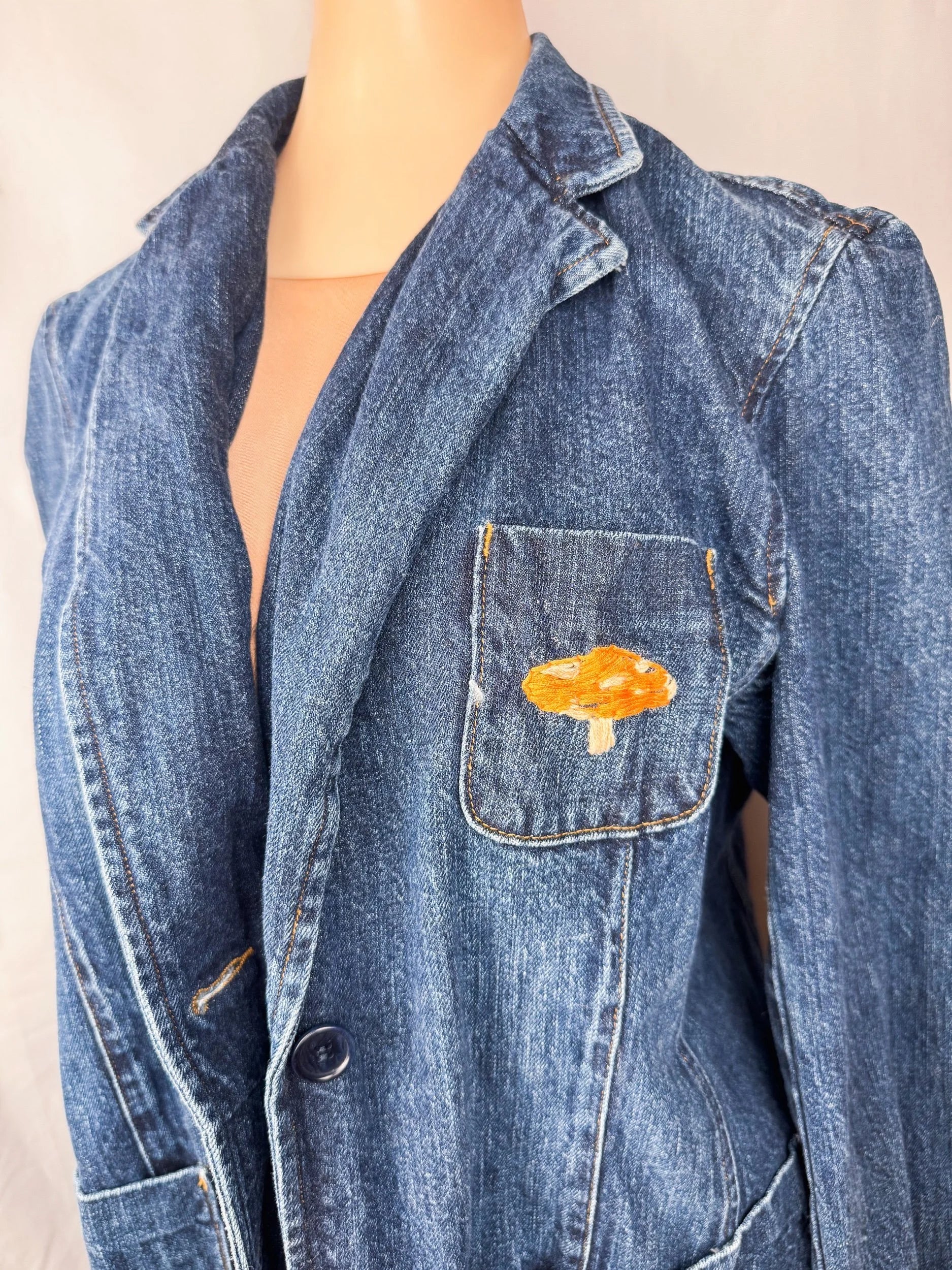 Jones New York Hand-Embroidered Vintage Denim Jacket, Large