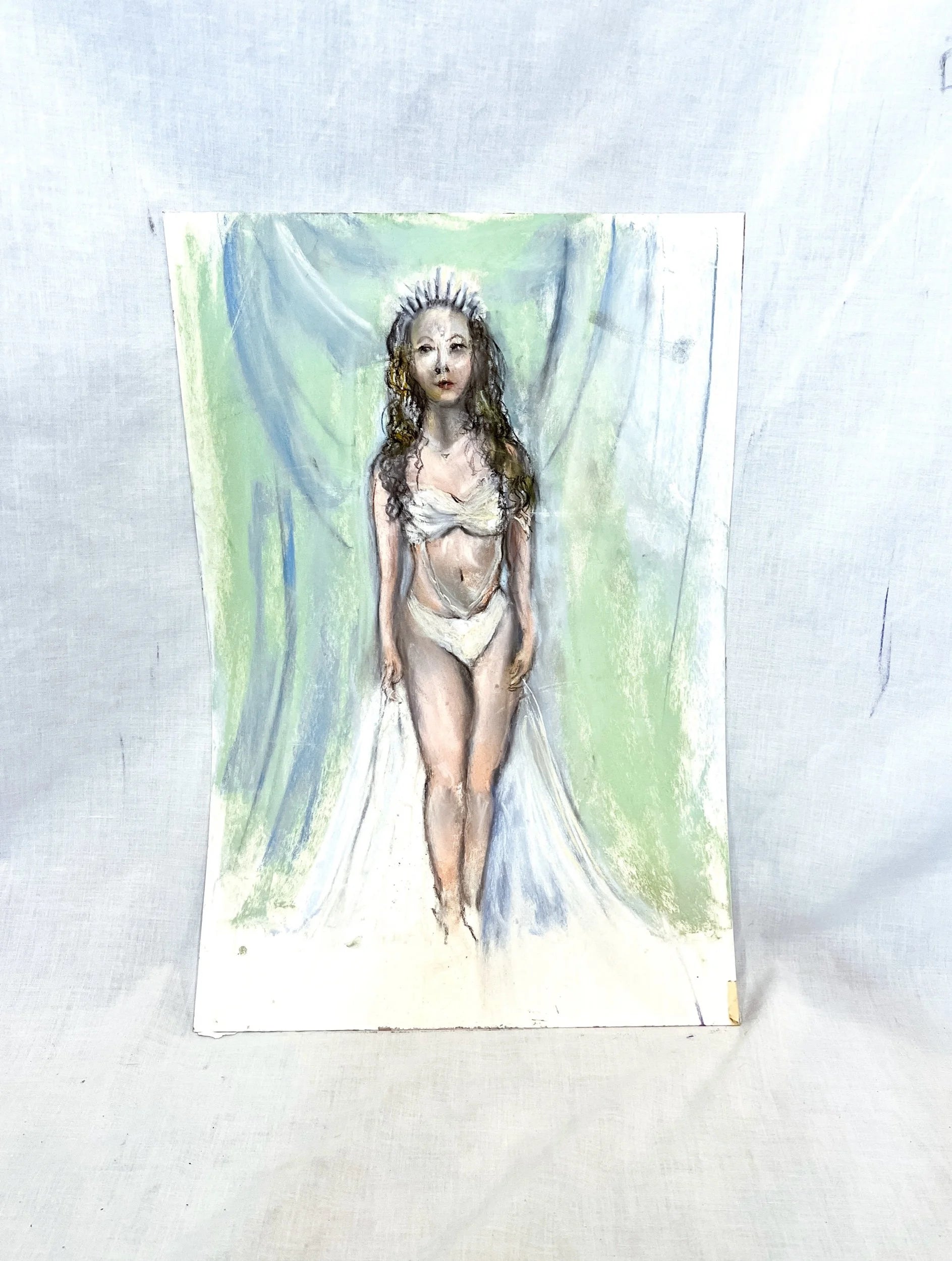 Angel Without Wings, Pastel Painting on Paper