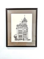 Original Signed Framed Drawing, Gothic House