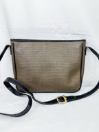 Vintage Fendi Coated Canvas/Black Leather Messenger Crossbody Bag