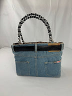 Vintage Y2K Denim Bootie Belt Bag w/ Beaded Handles